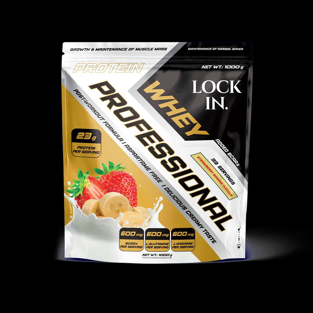 LOCK IN Whey Professional – Strawberry Banana Protein Powder