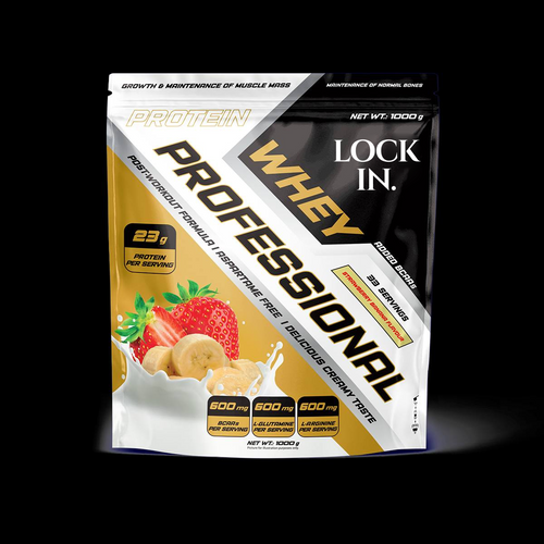 LOCK IN Whey Professional – Strawberry Banana Protein Powder