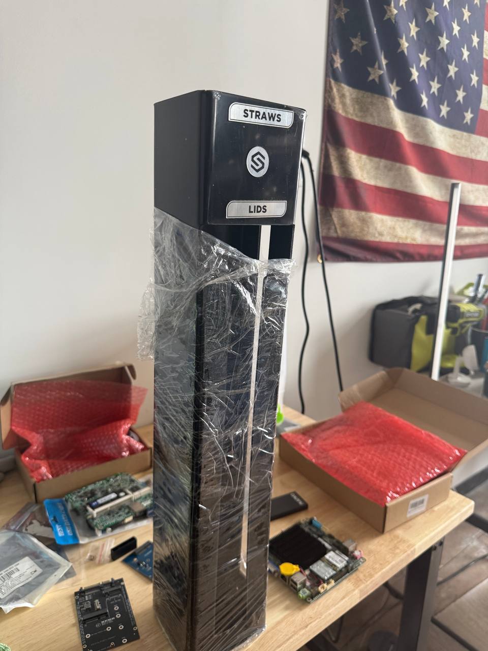 Magnetic holder stand for straws and lids
